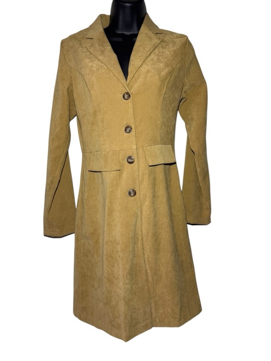 Charlotte Russe Dresses & Skirts - Charlotte Russe Tan Suede Coat Dress Size 3 Button Front A-Line Vintage Style